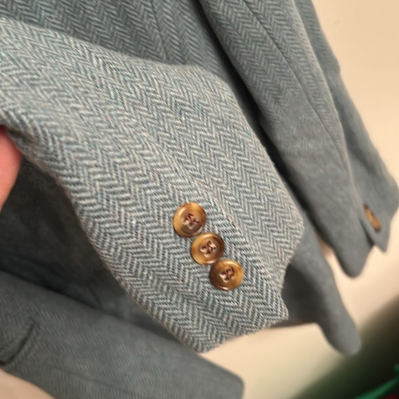 Ann Taylor Sz 4 Houndstooth Blue Wool Jacket Blazer - Picture 4 of 6